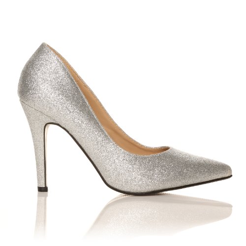 silver glitter court shoes uk