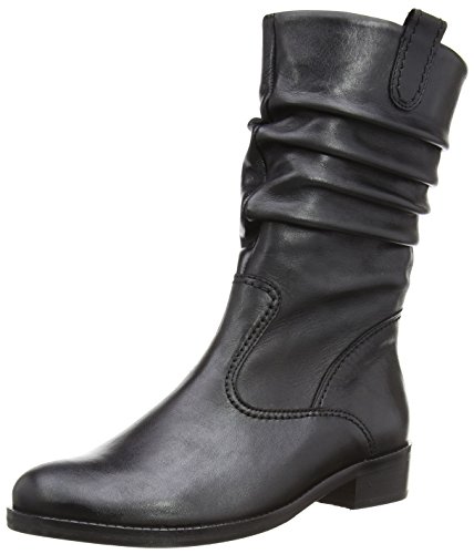ladies black leather slouch boots