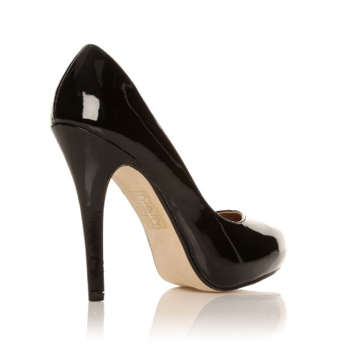 black patent stiletto court shoes