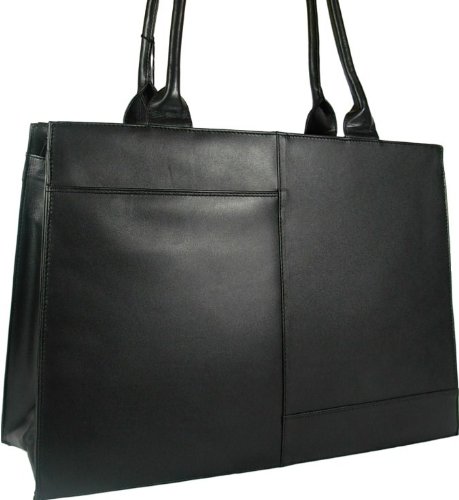 New ladies beautiful large Visconti black leather laptop briefcase work bag organiser style ...