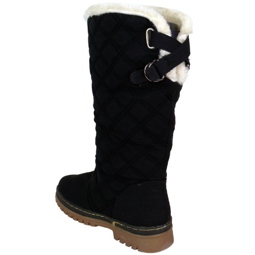 S2A New Womens Ladies Quilted Faux Fur Lined Thick Sole