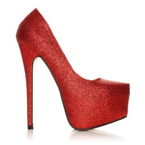 red glitter court shoes