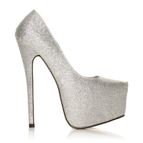silver glitter court shoes uk