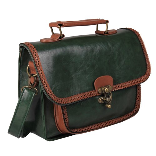 Ecosusi Women Designer Vintage Leather Satchel Bag Laptop Messenger Briefcase Bag (green) - Top ...