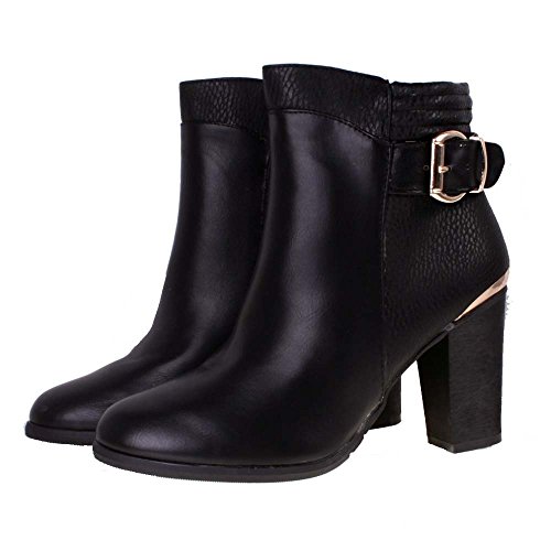 black ankle boots with gold trim