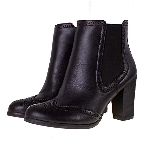 ladies black brogue boots