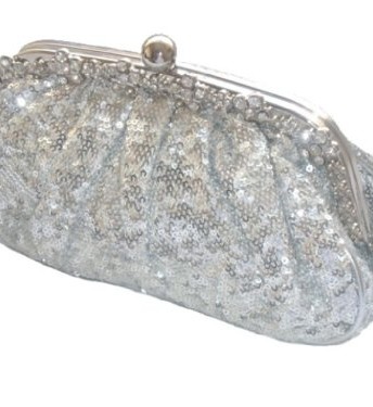 Silver Evening Hand Bag Purse Sequin Evening Bag Clutch Purse Party