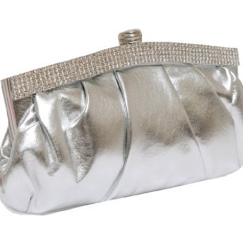 large silver clutch bag