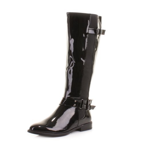 womens black patent boots