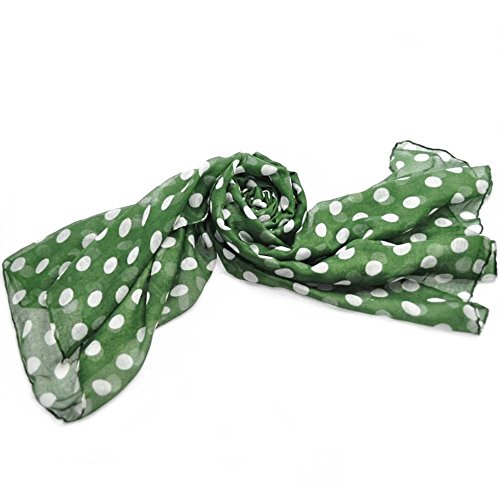 10mm-Polka-Dot-Large-Viscose-Scarf-Green-White-Dot-0