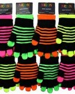 2-in-1-Stripy-Neon-Magic-Gloves-Assorted-Colours-Stretchy-Acrylic-Material-One-Size-Winter-Warm-Pink-0-0