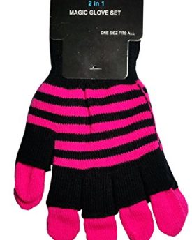 2-in-1-Stripy-Neon-Magic-Gloves-Assorted-Colours-Stretchy-Acrylic-Material-One-Size-Winter-Warm-Pink-0