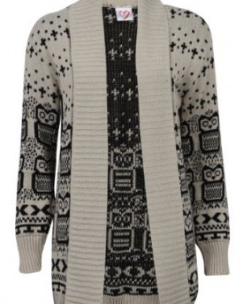 66B-New-Womens-Oat-Owl-Printed-Ladies-Long-Sleeve-Knitted-Winter-Cardigan-Size-1214-0