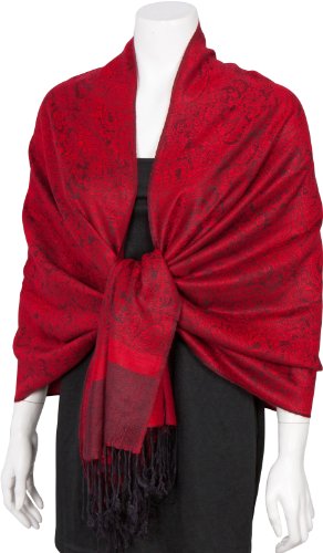 70-30Pash-Sakkas-Soft-Pashmina-Feel-Varied-Paisley-Design-Shawl-Wrap-Stole-Red-Black-paisley-0