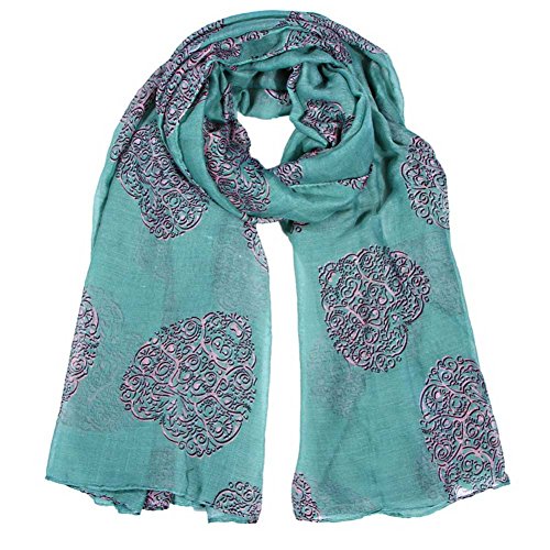 8Years-Green-Love-Heart-Pattern-Cotton-Voile-Scarf-Flowers-Vines-180x110cm-0