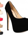 92S-Womens-Black-Faux-Leather-Round-Toe-Ladies-Platform-High-Stiletto-Heel-court-Shoes-Size-6-0-3