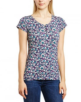 Animal-Womens-Alisia-Floral-Button-Front-Short-Sleeve-T-Shirt-Blue-Navy-Size-18-0
