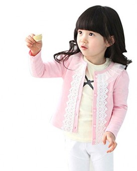 AtdoshopTM-1PC-Cardigan-jacket-Girls-Kids-Lace-Coat-Long-Sleeve-Outwear-Clothes-Pink-120-0