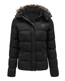 BRAVE-SOUL-LADIES-TARTAN-FUR-HOODED-WOMENS-QUILTED-PADDED-PUFFER-JACKET-COAT-0