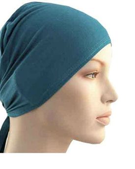 BUY-2-GET-1-FREE-Under-Scarf-Bonnet-Tie-Back-Cap-for-Hijab-Head-Scarf-Chemo-Hat-teal-0