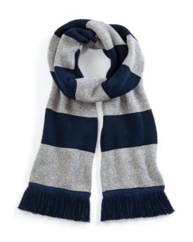 Beechfield-Varsity-Unisex-Winter-Scarf-Double-Layer-Knit-One-Size-French-Navy-Heather-Grey-0