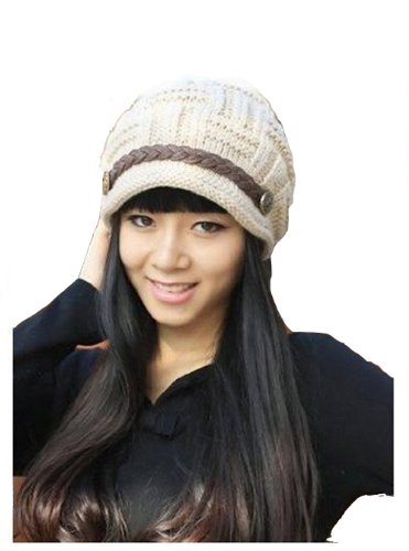 Beige Color Women Lady Beanie Crochet Hat Fashion Women's Winter Warm Knit Wool Beanie Hat Crochet Cap