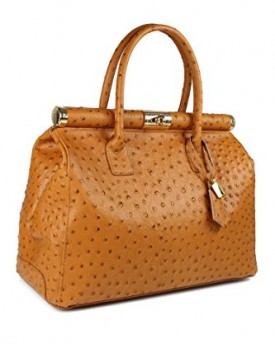 Belli-The-Bag-XL-Womens-Italian-Genuine-Leather-Handbag-Satchel-Bag-Ostrich-Embossing-Cognac-Brown-34x25x16-cm-W-x-H-x-D-0