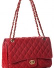 Big-Handbag-Shop-Womens-Medium-Quilted-Gold-Chain-Shoulder-Bag-6020-Red-0-0