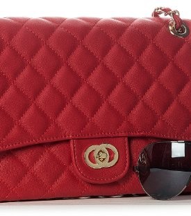 Big-Handbag-Shop-Womens-Medium-Quilted-Gold-Chain-Shoulder-Bag-6020-Red-0