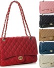 Big-Handbag-Shop-Womens-Medium-Quilted-Gold-Chain-Shoulder-Bag-6020-Red-0-5