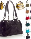 Big-Handbag-Shop-Womens-Small-Twin-Top-Multi-Zip-Pockets-Suede-Leather-Shoulder-Bag-3MP-Teal-Blk-0-7