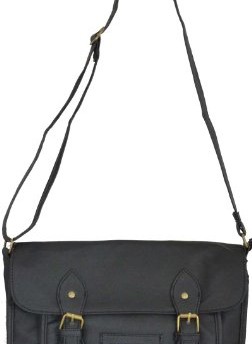 Black-Faux-Leather-Satchel-Handbag-0