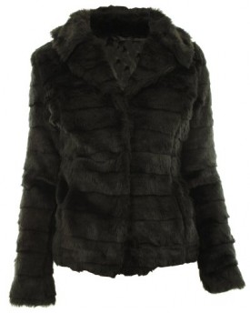 Black-M-12-Mill-New-Womens-Soft-Shaggy-Faux-Furs-Stripe-Cut-3-Popper-Fastening-Short-Ladies-Jacket-Coat-0