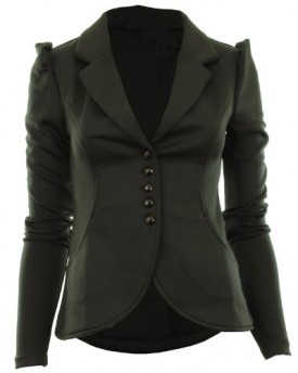 Black-UK-8-Mardela-New-Womens-5-Button-Front-Ponte-Bold-Shoulder-Ladies-Blazer-Jacket-Coat-0