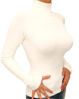 Blue-Banana-Ivory-Polo-Neck-Clingy-Jumper-Size-10-0