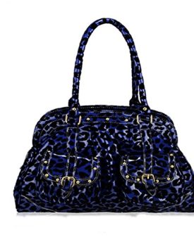 Blue-Black-Animal-Print-Shoulder-bag-Patent-Velour-0