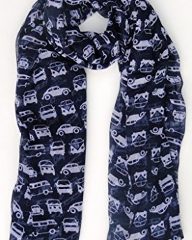 Blue-VW-Volkswagen-Campervan-Beetle-Car-Scarf-Ladies-Fashion-Scarves-With-Hanging-Heart-Gift-0