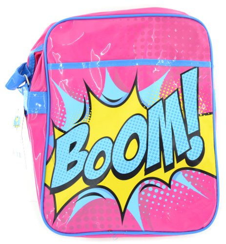 Boom-Comic-Strip-Pink-Blue-34cm-x-26cm-Shoulder-Bag-With-Blue-Strap-0