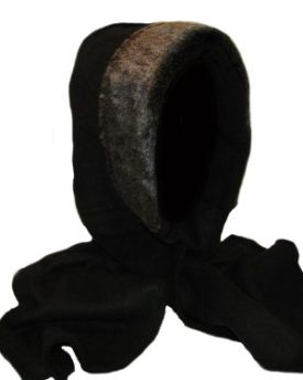 Brilliant-Winter-Adults-BLACK-Fleece-Hooded-Scarf-With-Silver-Grey-Fake-Fur-trim-And-Wrap-Around-Scarf-One-Size-BNWT-0