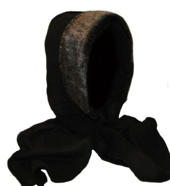 Brilliant-Winter-Adults-BLACK-Fleece-Hooded-Scarf-With-Silver-Grey-Fake-Fur-trim-And-Wrap-Around-Scarf-One-Size-BNWT-0