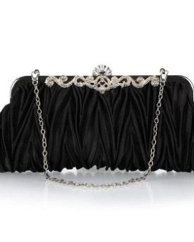 Bundle-Monster-Womens-Fashion-Classy-Elegant-Envelope-Evening-Purse-Cinched-Vintage-Satin-Clutch-Hand-Bag-COLOR-MIDNIGHT-BLACK-0