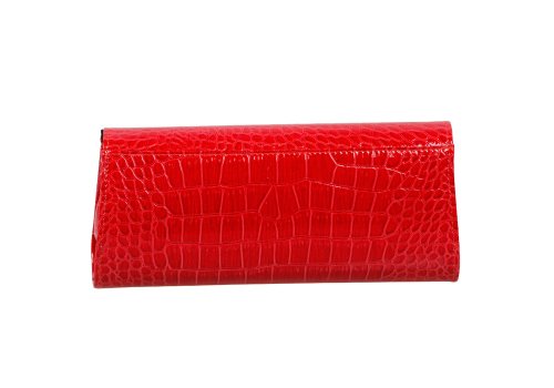 Bundle Monster Womens Fashion Classy Envelope Evening Patent Croc Skin Embossed Clutch Hand Bag Purse, SLEEK RED - Image 3