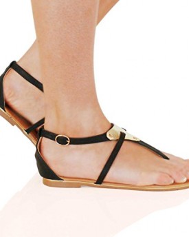 ByPublicDemand-D12-Womens-Strappy-Toe-Post-Summer-Sandals-Black-Size-6-UK-0