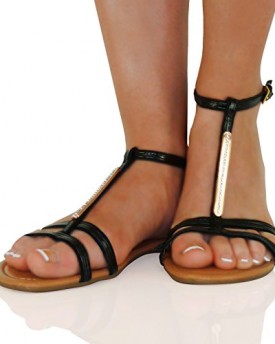 ByPublicDemand-D1J-Womens-Trendy-Fashion-Flat-Sandals-Black-Size-3-UK-0