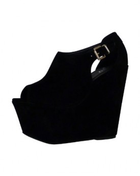 ByPublicDemand-L1U-Womens-High-Heel-Cut-Out-Wedges-Black-Faux-Suede-Size-7-UK-0