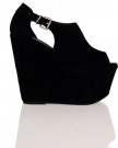 ByPublicDemand-L1U-Womens-High-Heel-Cut-Out-Wedges-Black-Faux-Suede-Size-7-UK-0-6