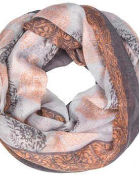 CASPAR-Womens-Loop-Scarf-Snood-Cowl-with-Paisley-Flower-Pattern-many-colours-SC390-Farbeaprikot-0