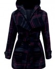 Catch-One-Ladies-Belted-Button-Military-Check-Coat-Womens-Hooded-Winter-Jacket-Navy-Check-8-0