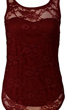 Catch-One-New-Womens-Sleeveless-Stretch-Bodycon-Lace-Top-Ladies-Vest-Top-T-Shirt-Wine-ML-0