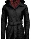 Catch-One-Womens-Ladies-Quilted-Padded-Button-Hooded-Winted-Belted-Jacket-Coat-Black-S-0-2